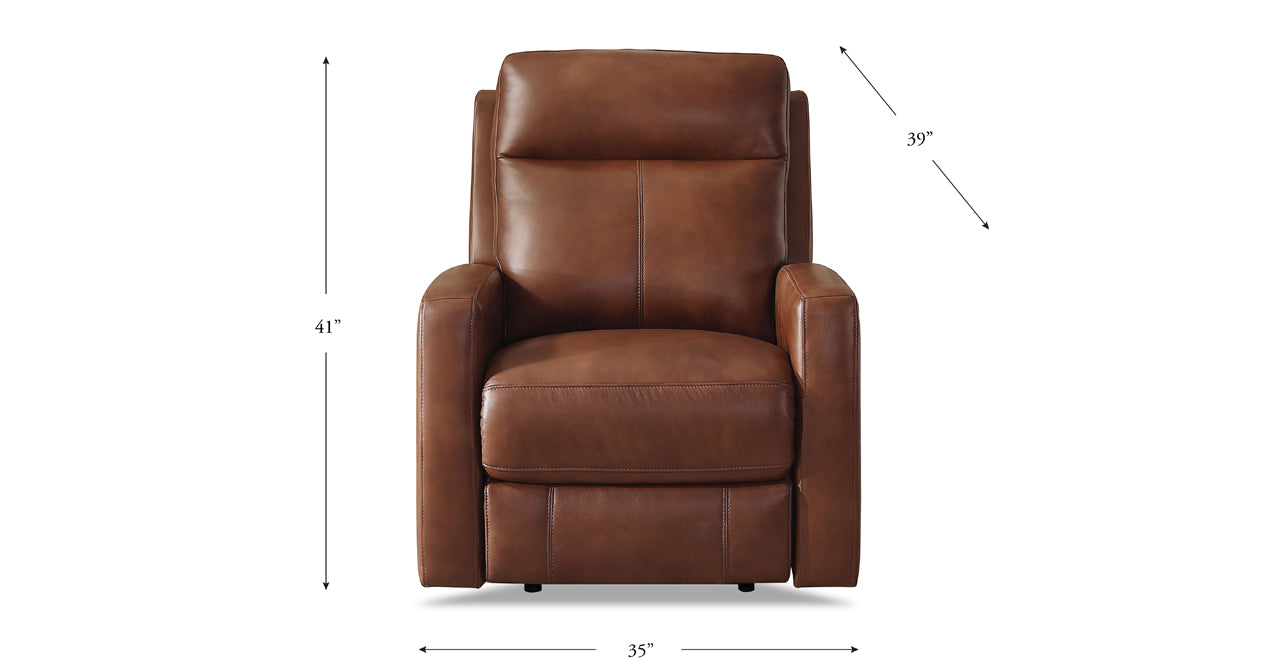 Vienna Power Reclining Leather Chair, Pecan Brown