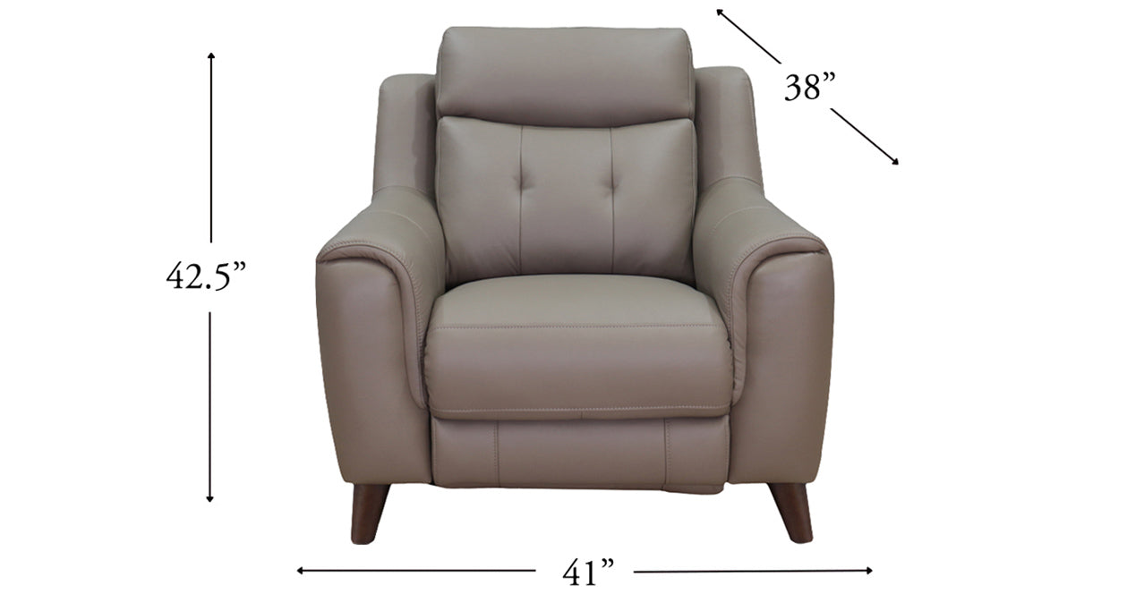 Torino Power Headrest Lumbar Power Leather Recliner, Taupe Brown