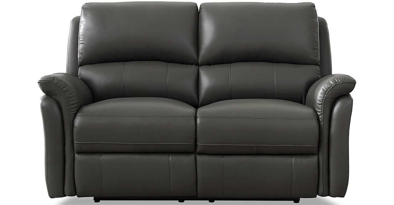 Erindale Leather Power Reclining Loveseat, Steel Gray