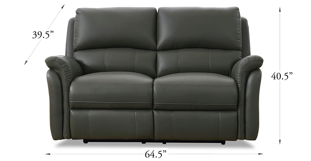 Erindale Leather Power Reclining Loveseat, Steel Gray