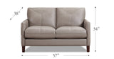 Yorkdale Leather Loveseat, Stone Gray