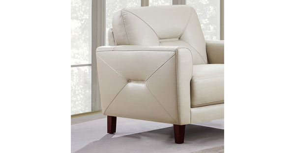 Mavis Leather Chair Set of 2, Vanilla White