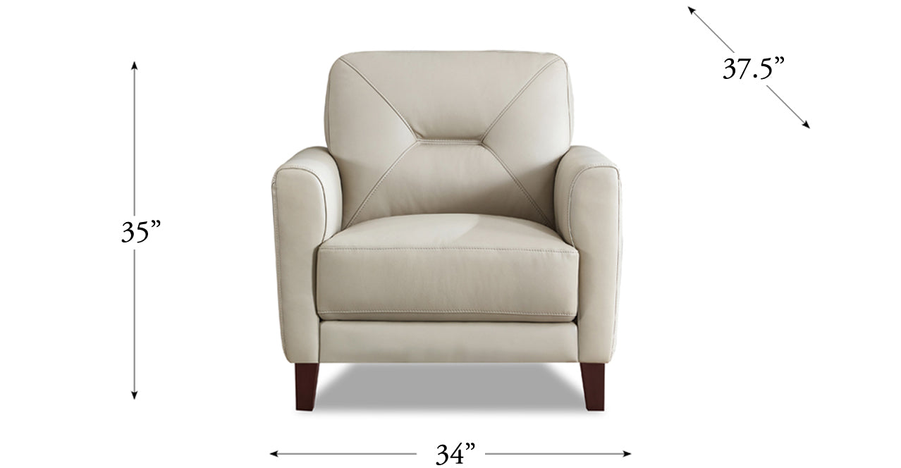 Mavis Leather Chair Set of 2, Vanilla White