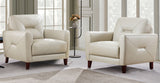 Mavis Leather Chair Set of 2, Vanilla White