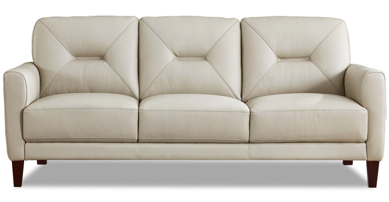 Mavis Leather Sofa Collection, Vanilla White