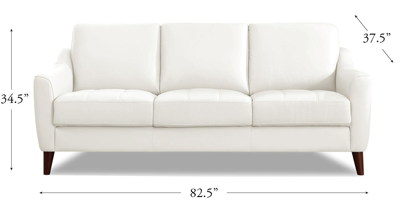 Ersa Leather Sofa, Cream White