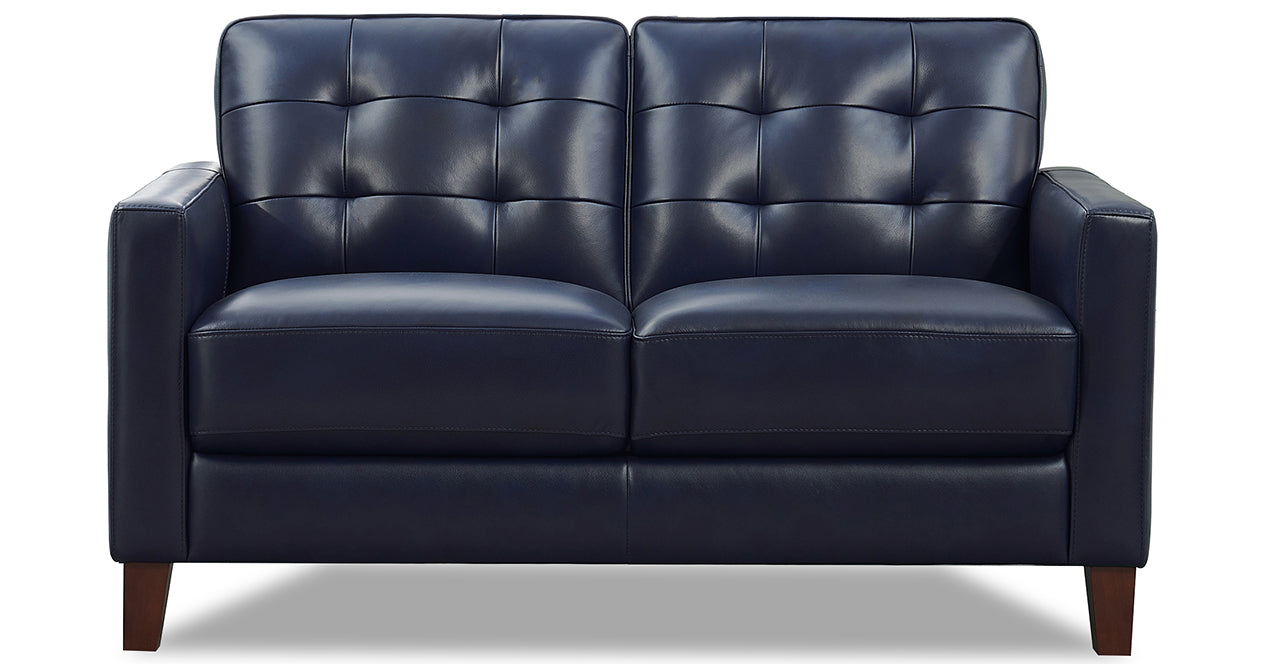 Aiden Leather Sofa Collection, Navy Blue