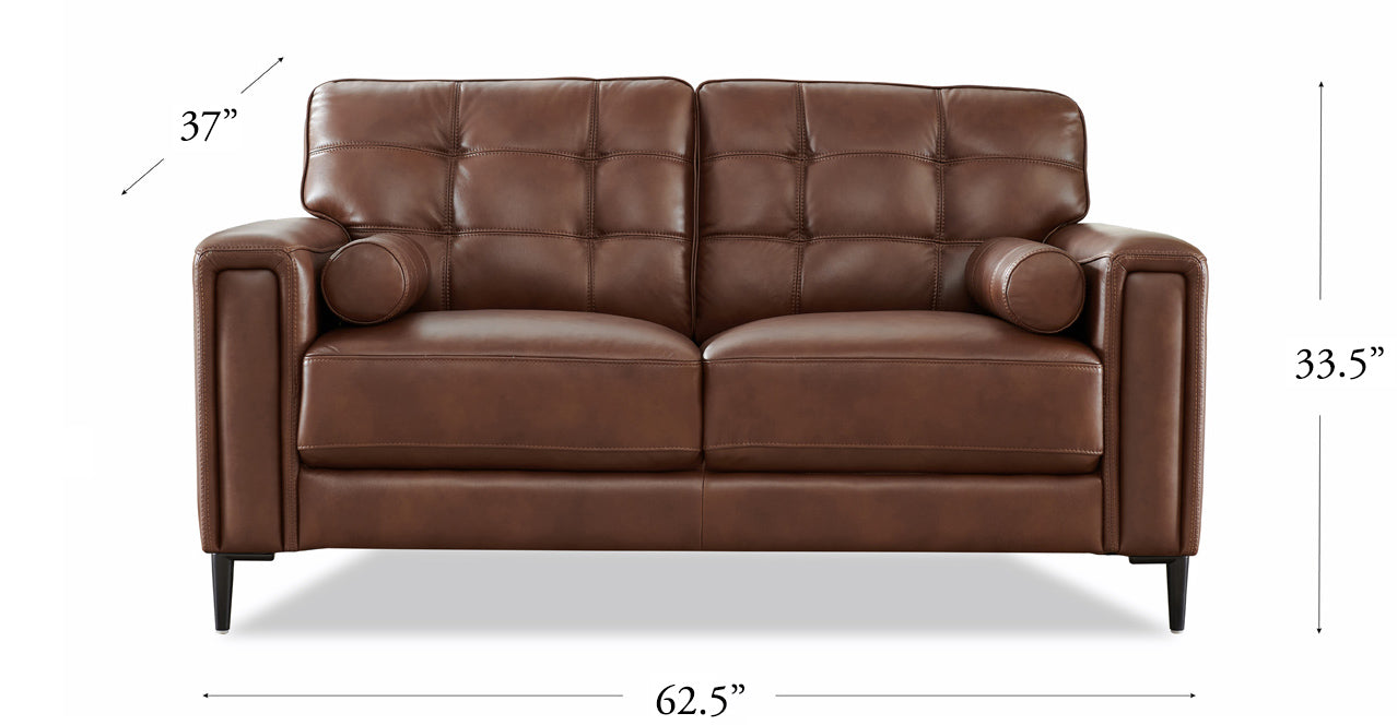 Colton Leather Loveseat, Pecan Brown