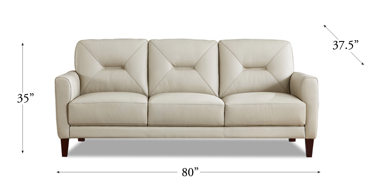 Mavis Leather Sofa Collection, Vanilla White