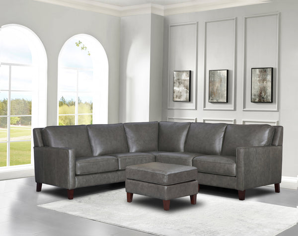 Ashby Leather Sectional Collection, Concord Gray