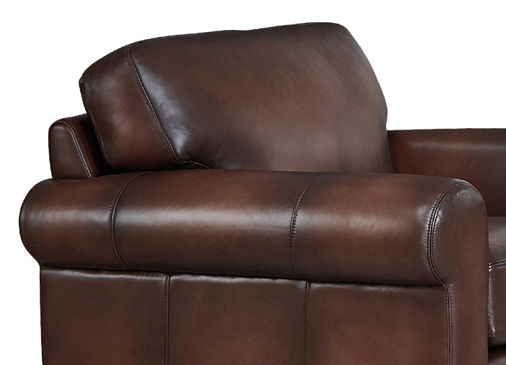 Brown leather sofa on a white background