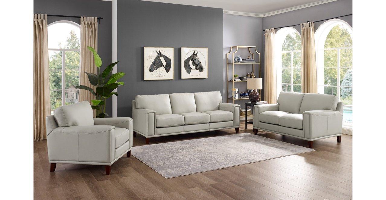 Hayward Leather Sofa Collection, Ice Gray