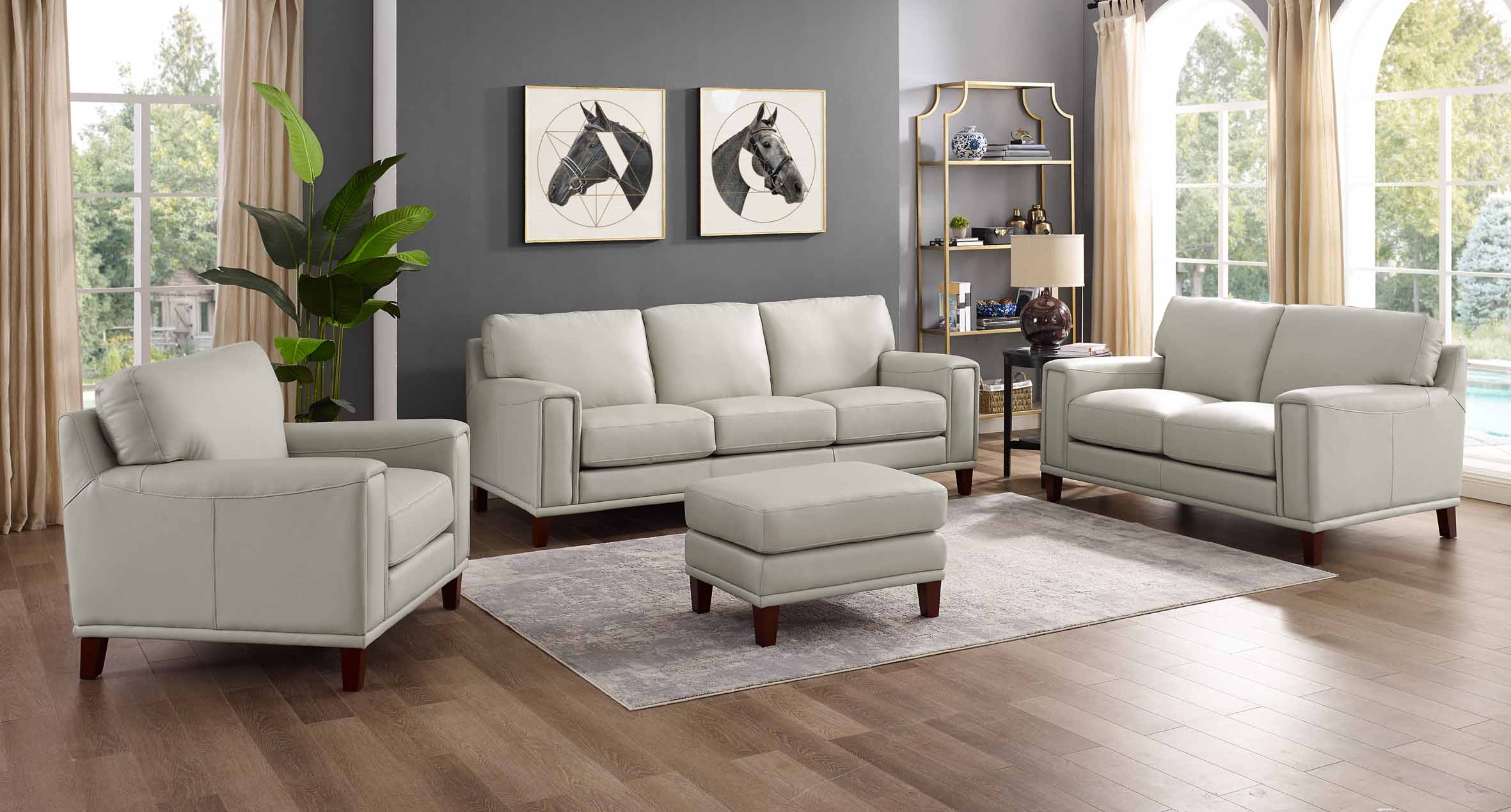 Hayward Leather Sofa Collection, Ice Gray