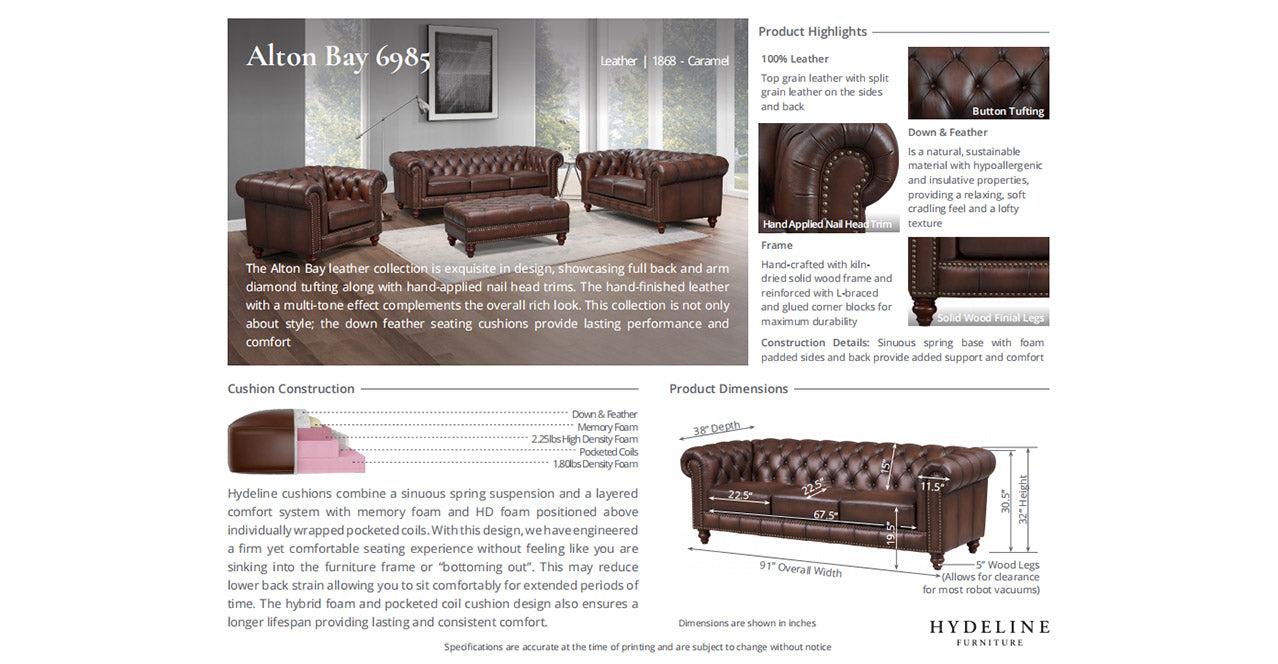 Alton Bay Leather Sofa Collection