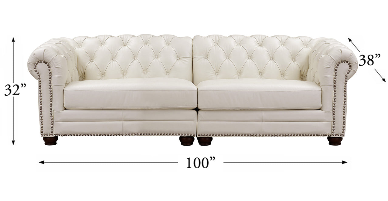 Aliso Leather Sectional, Vanilla White