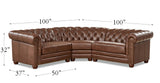 Aliso Leather Sectional Collection, Pecan Brown