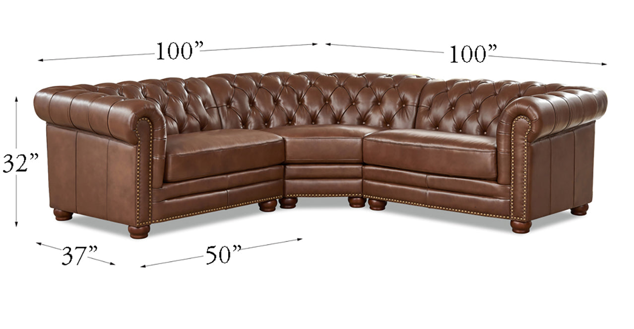 Aliso Leather Sectional Collection, Pecan Brown