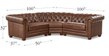Aliso Leather Sectional Collection, Pecan Brown