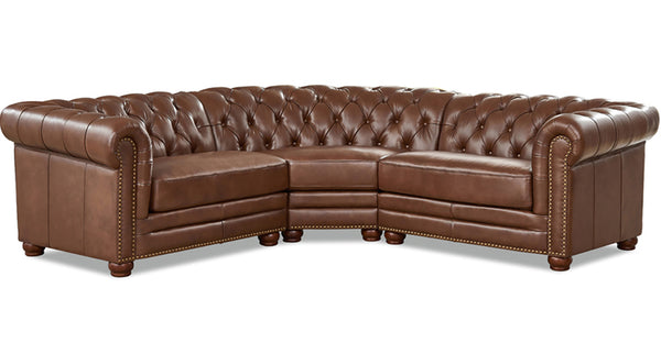 Aliso Leather Sectional Collection, Pecan Brown