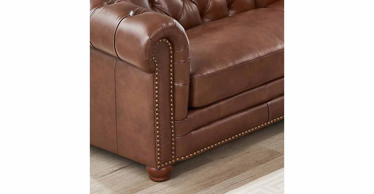 Aliso Leather Sectional Collection, Pecan Brown