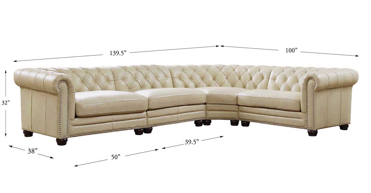 Aliso Leather Sectional Collection, Ivory