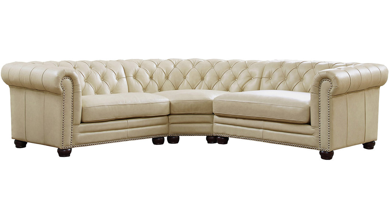 Aliso Leather Sectional Collection, Ivory