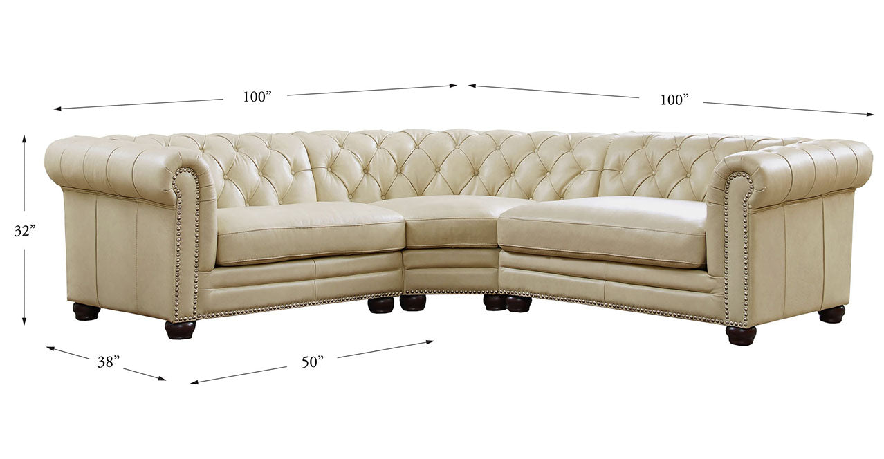 Aliso Leather Sectional Collection, Ivory