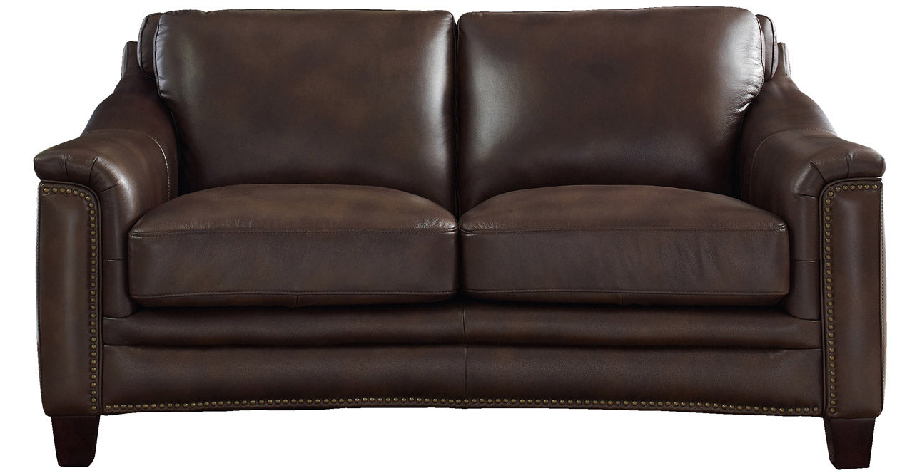 Belfast Leather Loveseat, Chestnut Brown