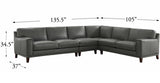 Hayward Leather Sectional, Steel