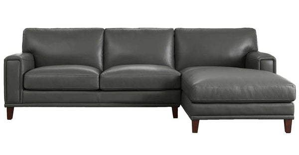 Hayward Leather Sectional, Steel