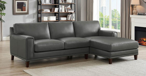 Hayward Leather Sectional, Steel