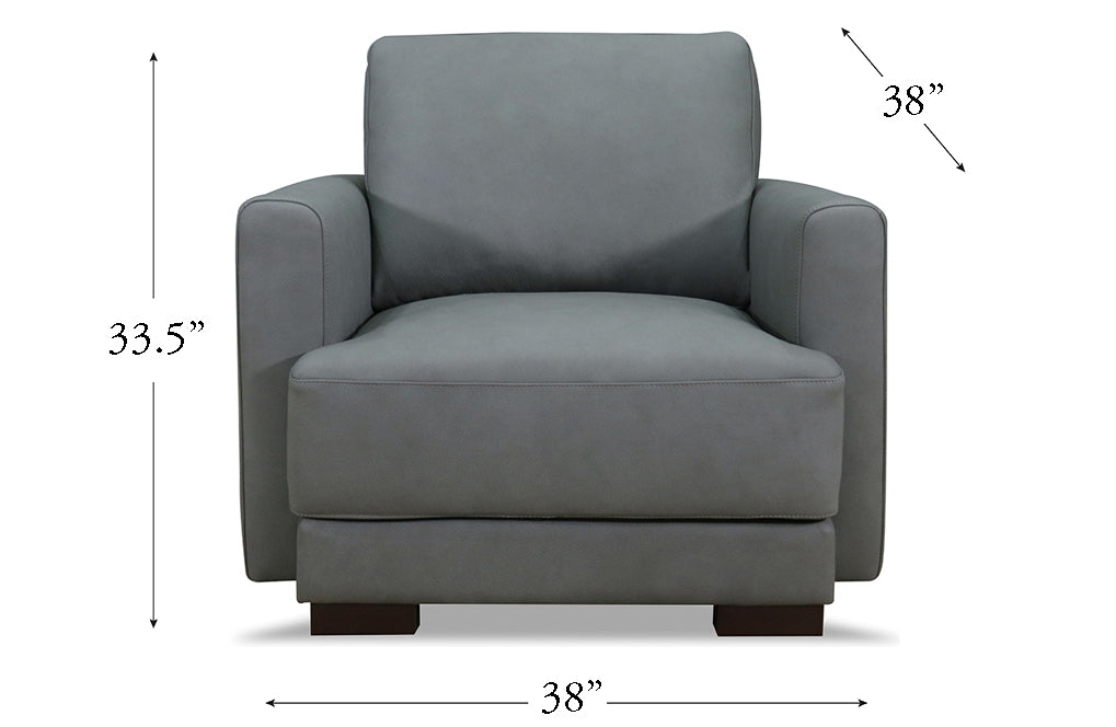 Bella Leather Chair, Slate Gray
