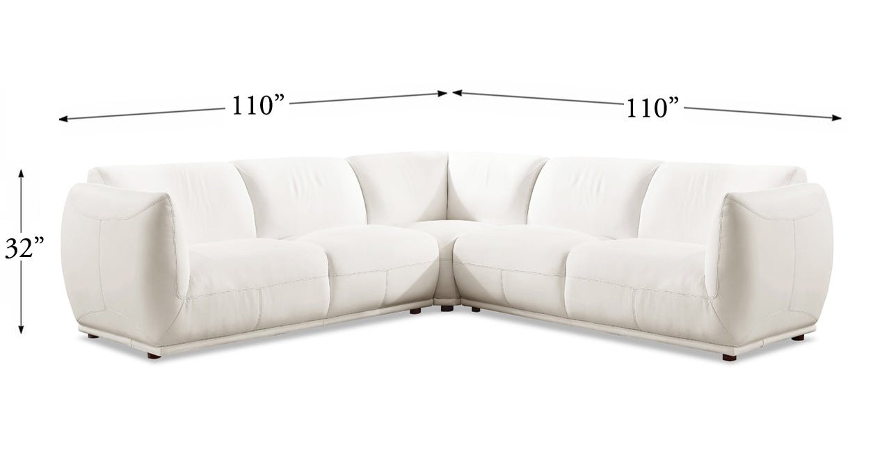 Moon Leather Sectional Collection, Snow