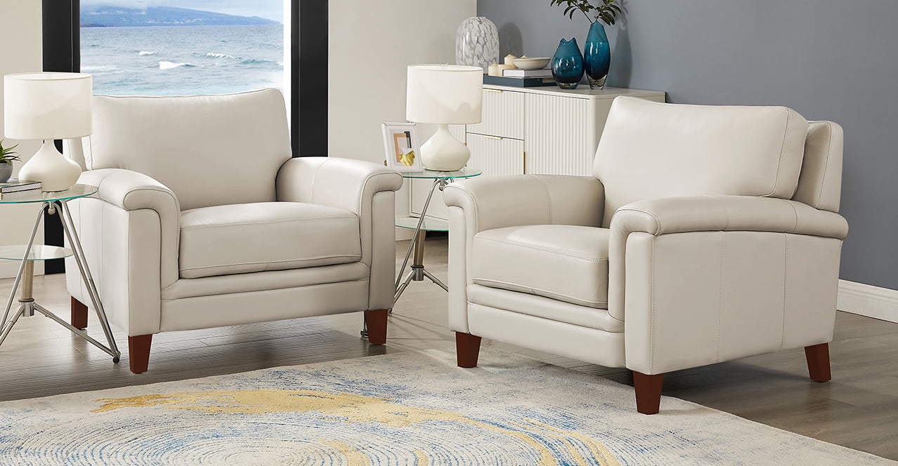 Westcott Leather Chairs, Vanilla