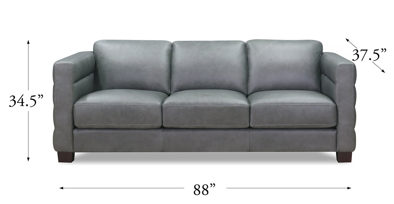 Ventura Top Grain Leather Sofa, Pewter