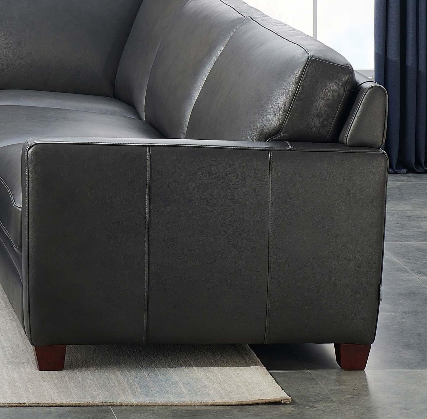 Naples Leather Sectional, Charcoal Hydeline USA