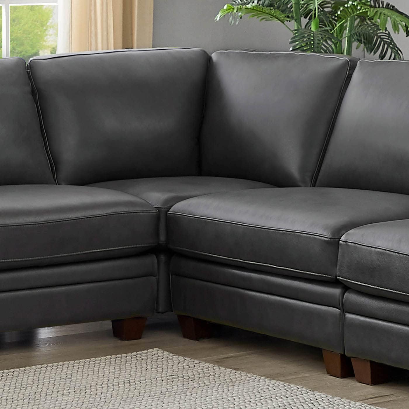 Naples Leather Sectional, Charcoal Hydeline USA Hydeline Furniture