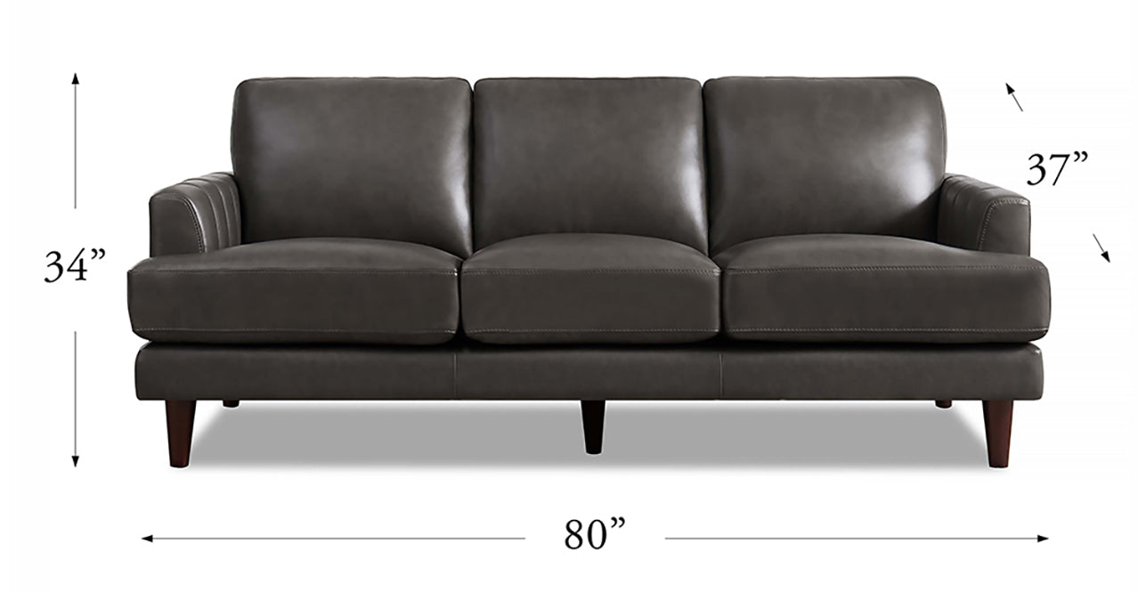 Cassia Leather Sofa Collection, Concord Gray