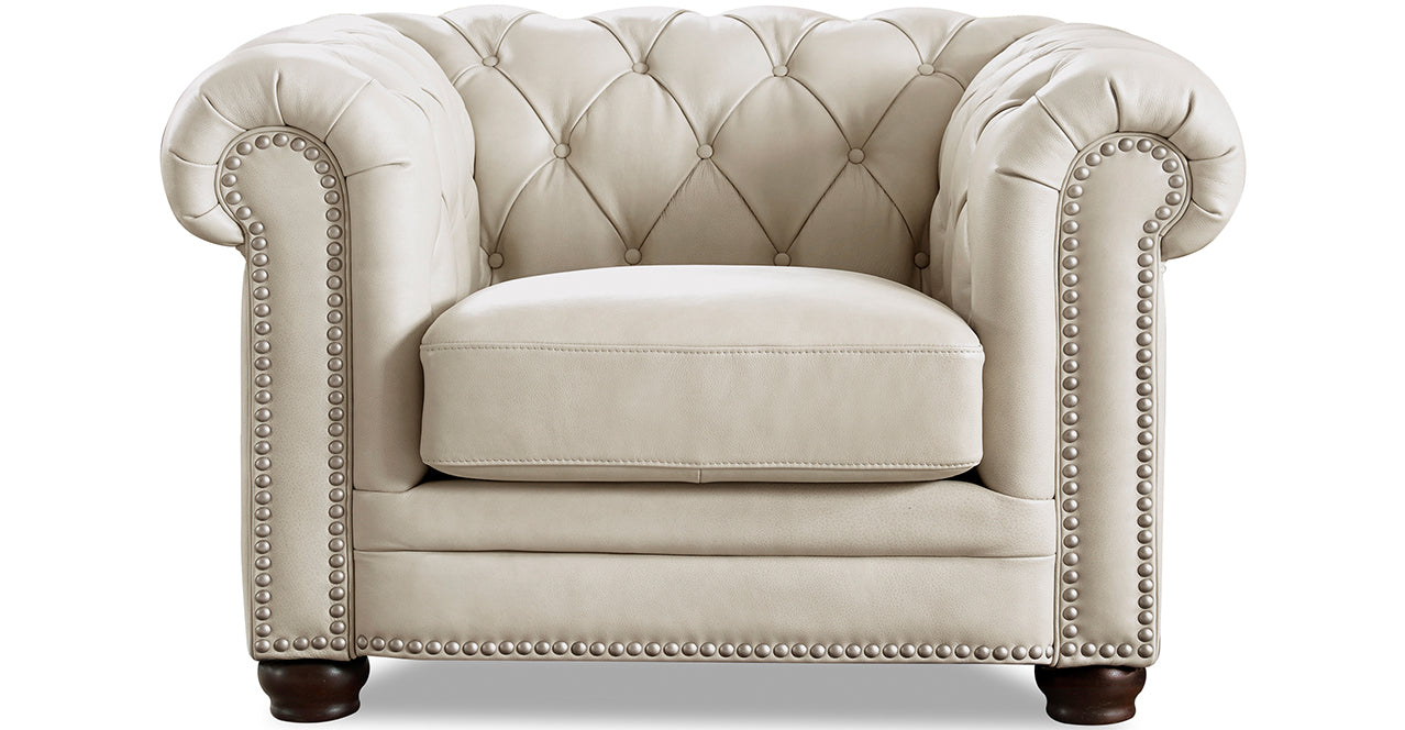 Aliso Leather Sofa Collection, Vanilla White