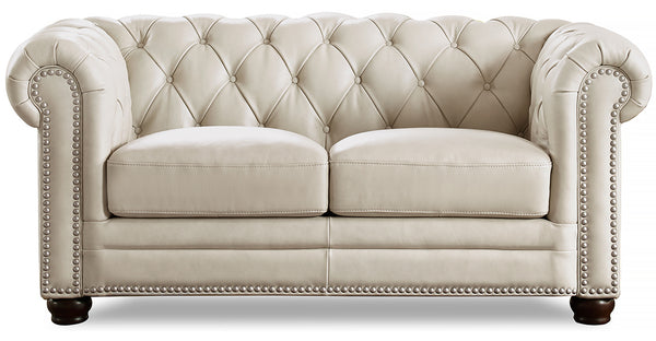 Aliso Leather Loveseat, Vanilla White