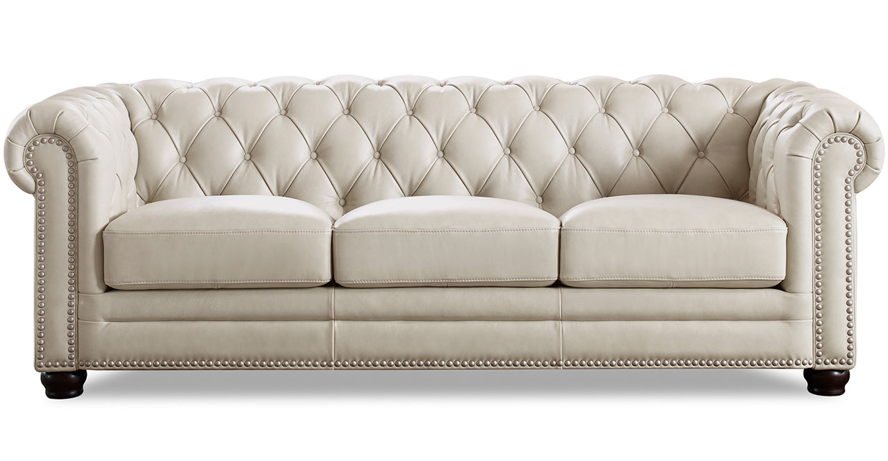 Aliso Leather Sofa Collection, Vanilla White