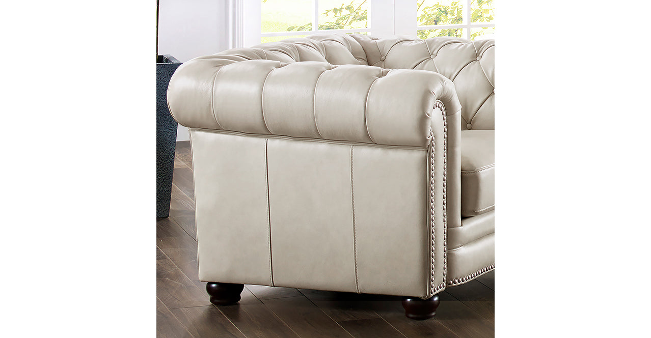 Aliso Leather Sofa Collection, Vanilla White