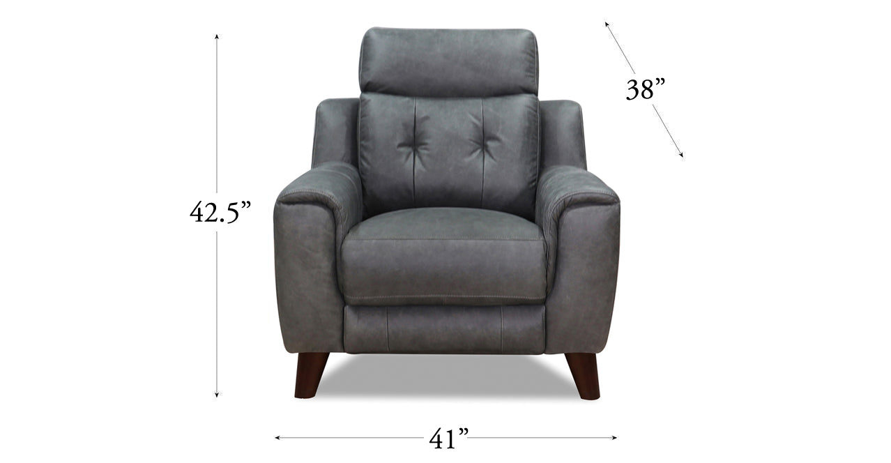 Torino Power Headrest, Lumbar, Zero Gravity Waxy Pull-up Leather Recliner, Slate Gray