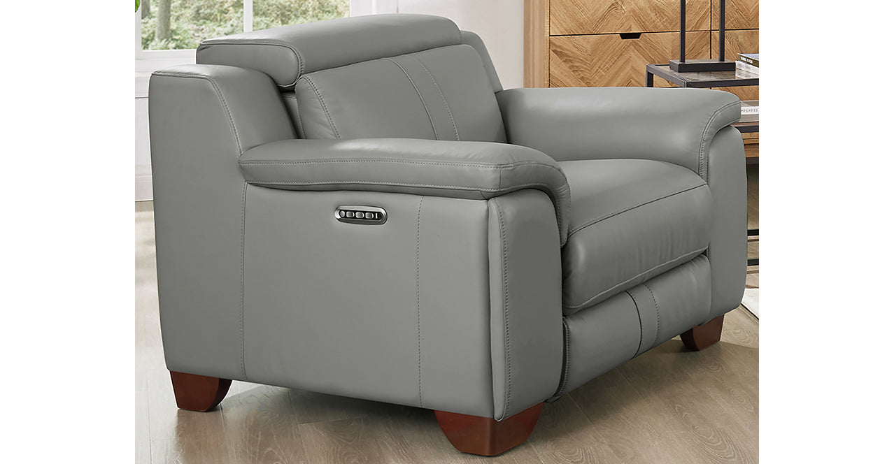 Cara Power Headrest Zero Gravity Reclining Sofa, Silver Gray