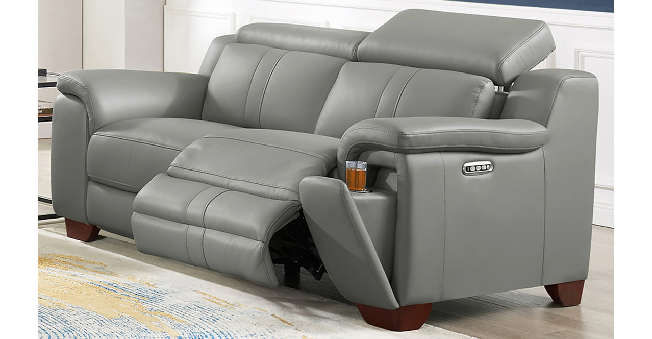 Cara Power Headrest Zero Gravity Reclining Sofa, Silver Gray