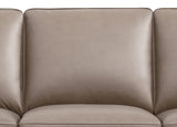 Close-up of a brown leather sofa