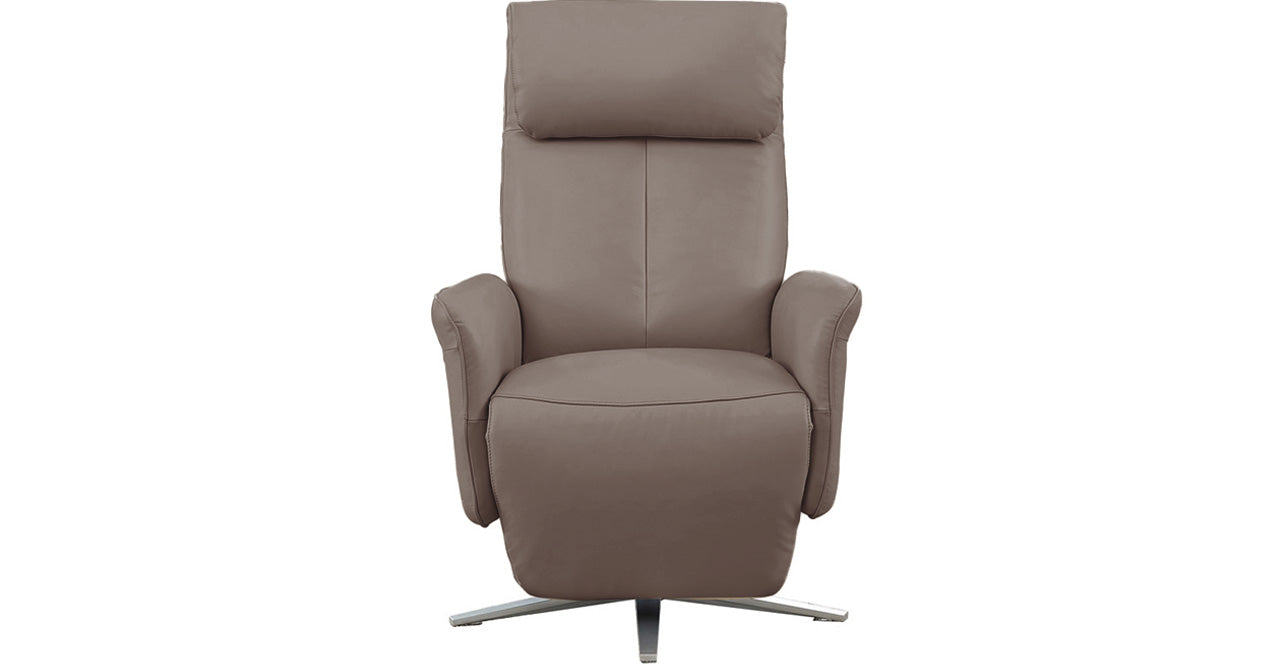 Flair Leather Power Recliner, Taupe Brown