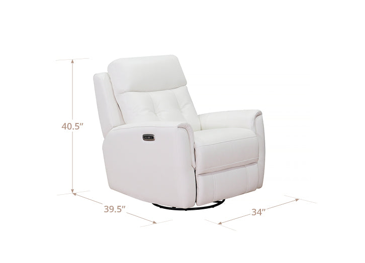 Torino Power Headrest Swivel Glider Leather Recliner