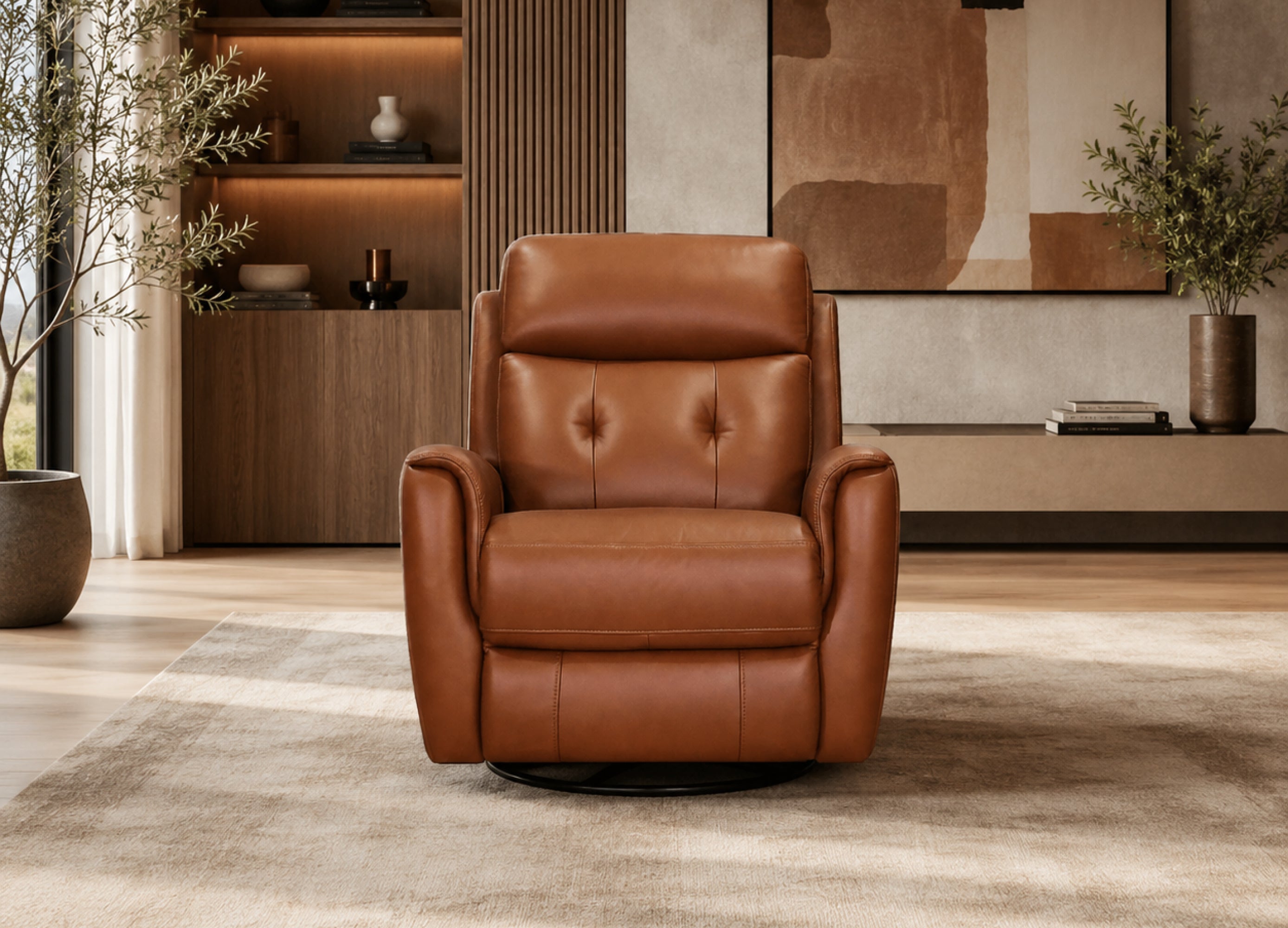 Torino Power Headrest Swivel Glider Leather Recliner
