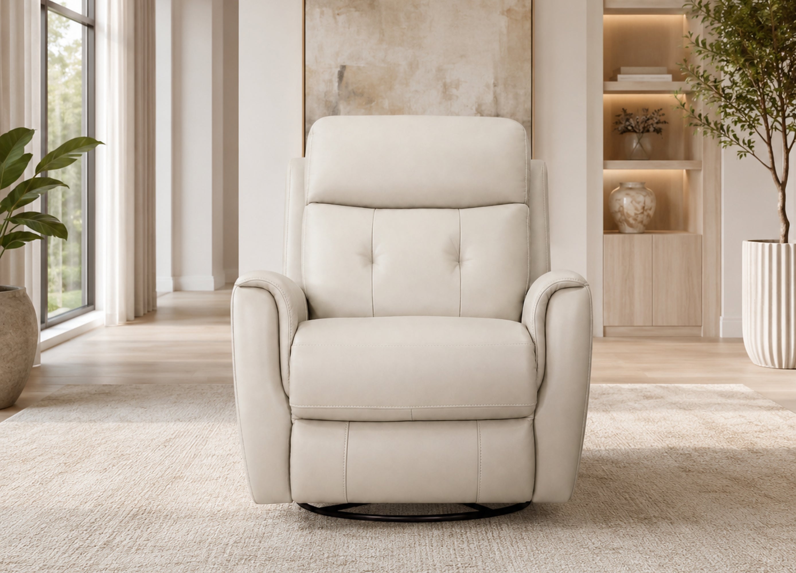 Torino Power Headrest Swivel Glider Leather Recliner